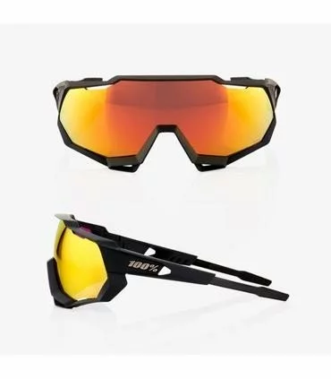 GAFAS 100% SPEEDTRAP SOFT TACT BLACK HIPER RED LENS - Imagen 2