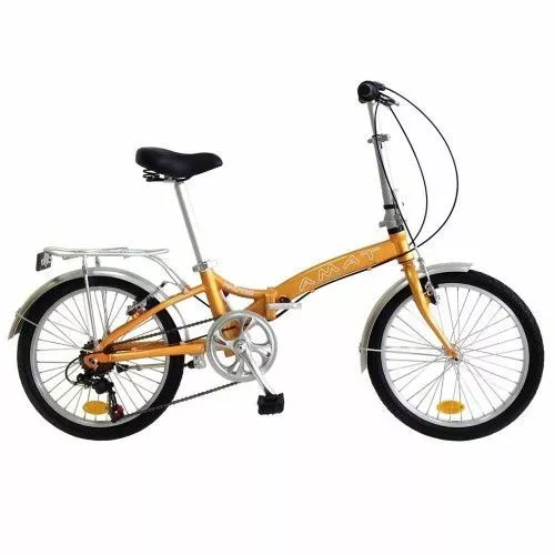 BICICLETA PLEGABLE ALUMINIO AMAT NAUTIC 20″ 6 VELOCIDADES DORADO