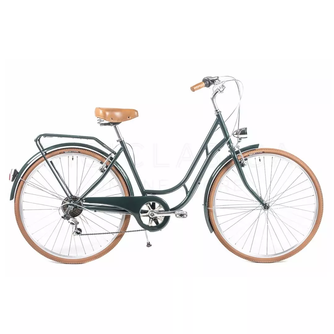 BICICLETA DE PASEO CAPRI BERLIN VERDE INGLÉS 28 PULGADAS 7 VELOCIDADES