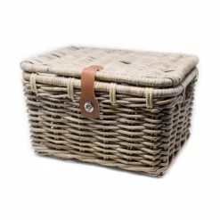 CESTA VICTORIA DE MIMBRE CUADRADA CON TAPA GRIS